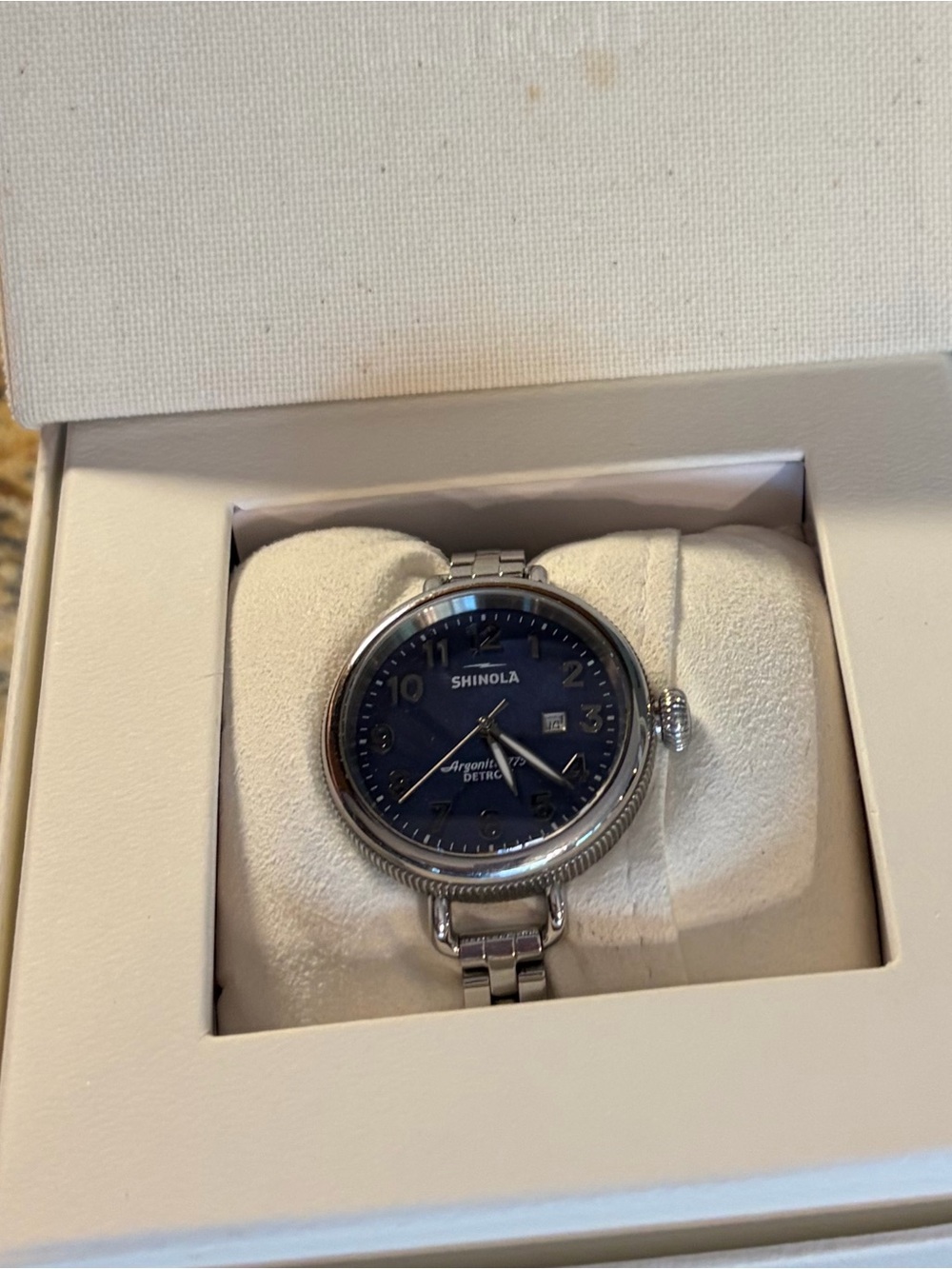 Shinola Stainless Steel Watch with Navy Dial